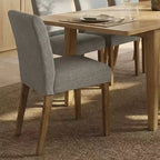 Ensemble de salle à manger extensible pour 8, table rectangulaire avec rallonges amovibles et chaises en lin sans accoudoirs, avec pieds en bois massif-Panipeachy