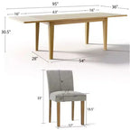 Ensemble de salle à manger extensible pour 8, table rectangulaire avec rallonges amovibles et chaises en lin sans accoudoirs, avec pieds en bois massif-Panipeachy
