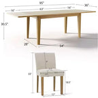 Ensemble de salle à manger extensible pour 8, table rectangulaire avec rallonges amovibles et chaises en lin sans accoudoirs, avec pieds en bois massif-Panipeachy