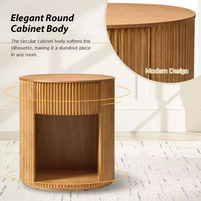 Tables d'appoint rondes Bert Modern Style de 50 cm, lot de 2, avec rangement | ARTFUL LIVING DESIGNS