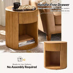 Tables d'appoint rondes Bert Modern Style de 50 cm, lot de 2, avec rangement | ARTFUL LIVING DESIGNS