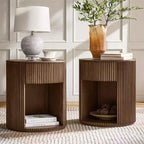 Tables d'appoint rondes Bert Modern Style de 50 cm, lot de 2, avec rangement | ARTFUL LIVING DESIGNS