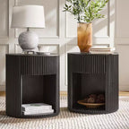 Tables d'appoint rondes Bert Modern Style de 50 cm, lot de 2, avec rangement | ARTFUL LIVING DESIGNS