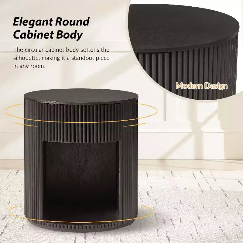 Tables d'appoint rondes Bert Modern Style de 50 cm, lot de 2, avec rangement | ARTFUL LIVING DESIGNS