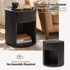 Tables d'appoint rondes Bert Modern Style de 50 cm, lot de 2, avec rangement | ARTFUL LIVING DESIGNS