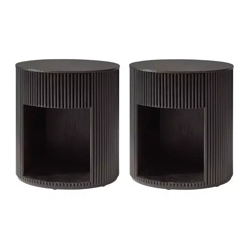 Bert Modern Style 20 Round End Table Set of 2 wIth Storage|ARTFUL LIVING DESIGNS