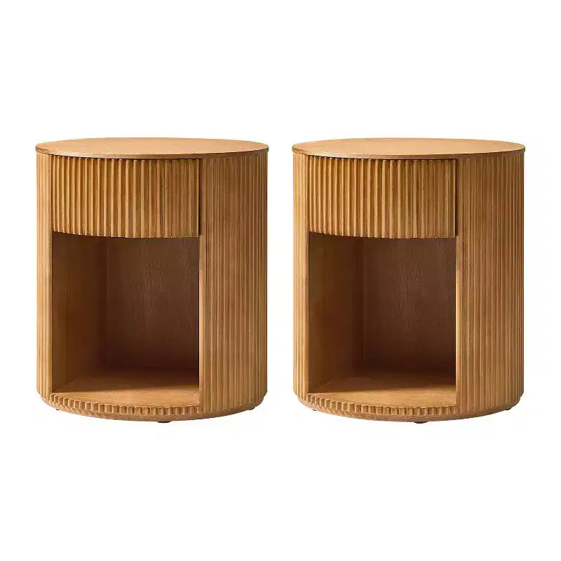 Tables d'appoint rondes Bert Modern Style de 50 cm, lot de 2, avec rangement | ARTFUL LIVING DESIGNS