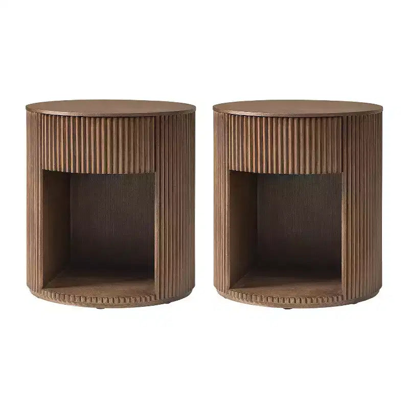 Tables d'appoint rondes Bert Modern Style de 50 cm, lot de 2, avec rangement | ARTFUL LIVING DESIGNS