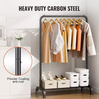 VIYET Portant à vêtements roulant robuste – Acier au carbone, tringle de suspension, zone de rangement inférieure