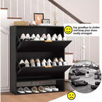 Meuble à chaussures de 80 cm de large avec 2 tiroirs basculants, meuble de rangement de chaussures fin et caché, parfait pour le salon, le couloir, l'entrée