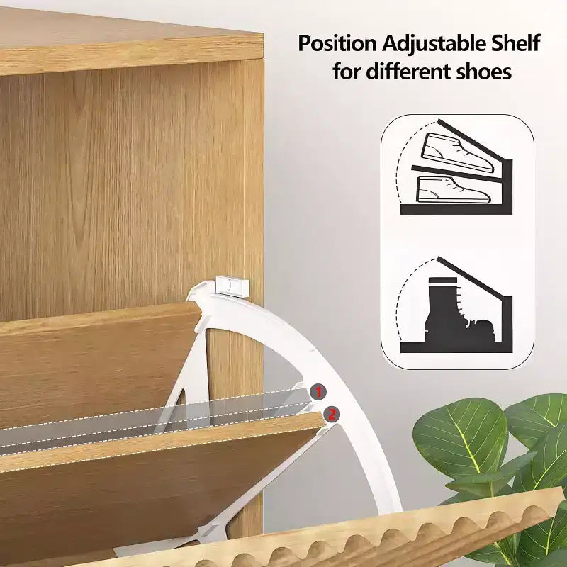 Meuble à chaussures de 80 cm de large avec 2 tiroirs basculants, meuble de rangement de chaussures fin et caché, parfait pour le salon, le couloir, l'entrée