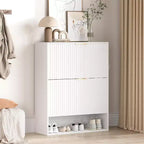 Meuble à chaussures de 80 cm de large avec 2 tiroirs basculants, meuble de rangement de chaussures fin et caché, parfait pour le salon, le couloir, l'entrée