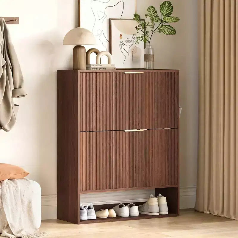 Meuble à chaussures de 80 cm de large avec 2 tiroirs basculants, meuble de rangement de chaussures fin et caché, parfait pour le salon, le couloir, l'entrée