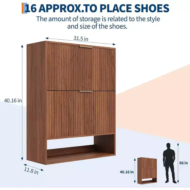 Meuble à chaussures de 80 cm de large avec 2 tiroirs basculants, meuble de rangement de chaussures fin et caché, parfait pour le salon, le couloir, l'entrée