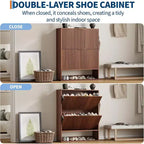 Meuble à chaussures de 80 cm de large avec 2 tiroirs basculants, meuble de rangement de chaussures fin et caché, parfait pour le salon, le couloir, l'entrée