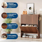 Meuble à chaussures de 80 cm de large avec 2 tiroirs basculants, meuble de rangement de chaussures fin et caché, parfait pour le salon, le couloir, l'entrée