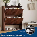 Meuble à chaussures de 80 cm de large avec 2 tiroirs basculants, meuble de rangement de chaussures fin et caché, parfait pour le salon, le couloir, l'entrée