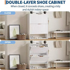 Meuble à chaussures de 80 cm de large avec 2 tiroirs basculants, meuble de rangement de chaussures fin et caché, parfait pour le salon, le couloir, l'entrée