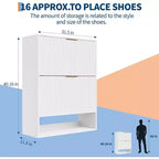 Meuble à chaussures de 80 cm de large avec 2 tiroirs basculants, meuble de rangement de chaussures fin et caché, parfait pour le salon, le couloir, l'entrée