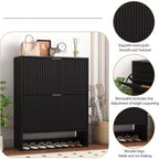Meuble à chaussures de 80 cm de large avec 2 tiroirs basculants, meuble de rangement de chaussures fin et caché, parfait pour le salon, le couloir, l'entrée