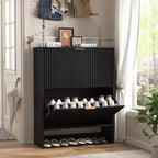 Meuble à chaussures de 80 cm de large avec 2 tiroirs basculants, meuble de rangement de chaussures fin et caché, parfait pour le salon, le couloir, l'entrée