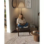 Fauteuil d'appoint moderne du milieu du siècle avec oreiller lombaire, revêtement en chenille et cadre en bois massif
