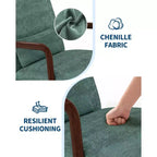Fauteuil d'appoint moderne du milieu du siècle avec oreiller lombaire, revêtement en chenille et cadre en bois massif