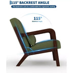 Fauteuil d'appoint moderne du milieu du siècle avec oreiller lombaire, revêtement en chenille et cadre en bois massif