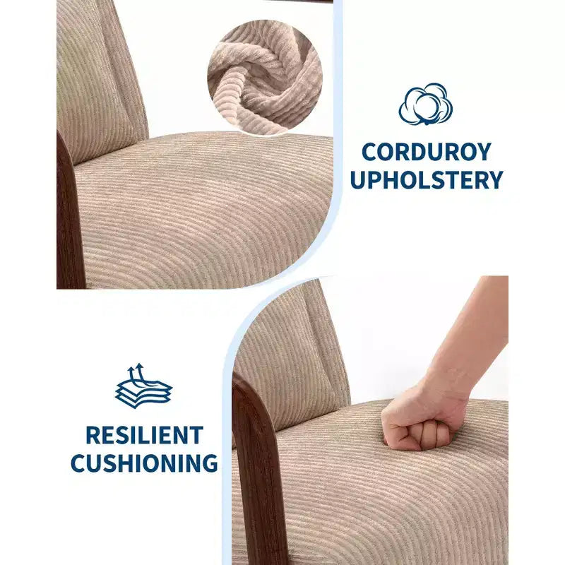 Fauteuil d'appoint moderne du milieu du siècle avec oreiller lombaire, revêtement en chenille et cadre en bois massif