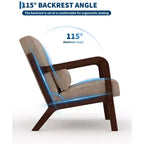 Fauteuil d'appoint moderne du milieu du siècle avec oreiller lombaire, revêtement en chenille et cadre en bois massif