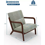 Fauteuil d'appoint moderne du milieu du siècle avec oreiller lombaire, revêtement en chenille et cadre en bois massif
