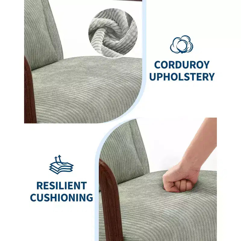 Fauteuil d'appoint moderne du milieu du siècle avec oreiller lombaire, revêtement en chenille et cadre en bois massif