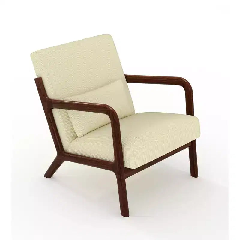 Fauteuil d'appoint moderne du milieu du siècle avec oreiller lombaire, revêtement en chenille et cadre en bois massif