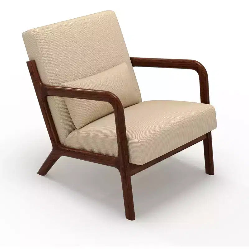 Fauteuil d'appoint moderne du milieu du siècle avec oreiller lombaire, revêtement en chenille et cadre en bois massif