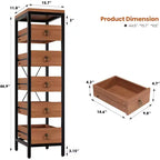 Étagère de rangement de cuisine pour fruits et légumes, support de présentation étroit à 5 niveaux avec 5 paniers tiroirs coulissants, pour la maison et le bureau