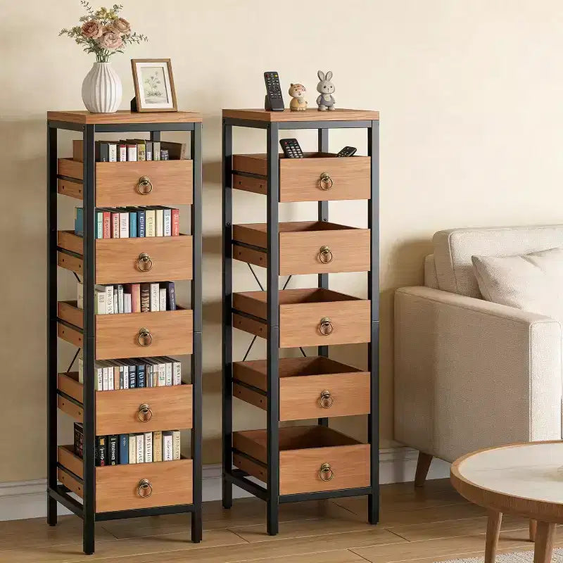 Étagère de rangement de cuisine pour fruits et légumes, support de présentation étroit à 5 niveaux avec 5 paniers tiroirs coulissants, pour la maison et le bureau