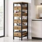 Étagère de rangement de cuisine pour fruits et légumes, support de présentation étroit à 5 niveaux avec 5 paniers tiroirs coulissants, pour la maison et le bureau