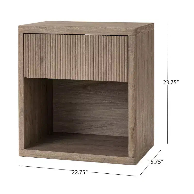 Table de chevet moderne cannelée avec tiroir de rangement, table d'appoint de style Mid-Century, table de nuit pour chambre ou salon - Panipeachy
