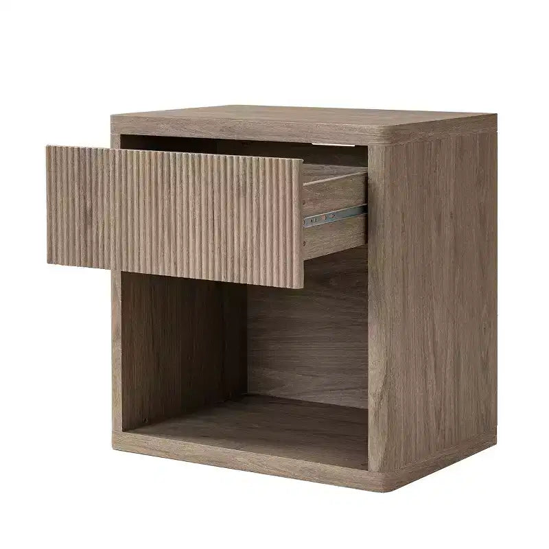 Table de chevet moderne cannelée avec tiroir de rangement, table d'appoint de style Mid-Century, table de nuit pour chambre ou salon - Panipeachy