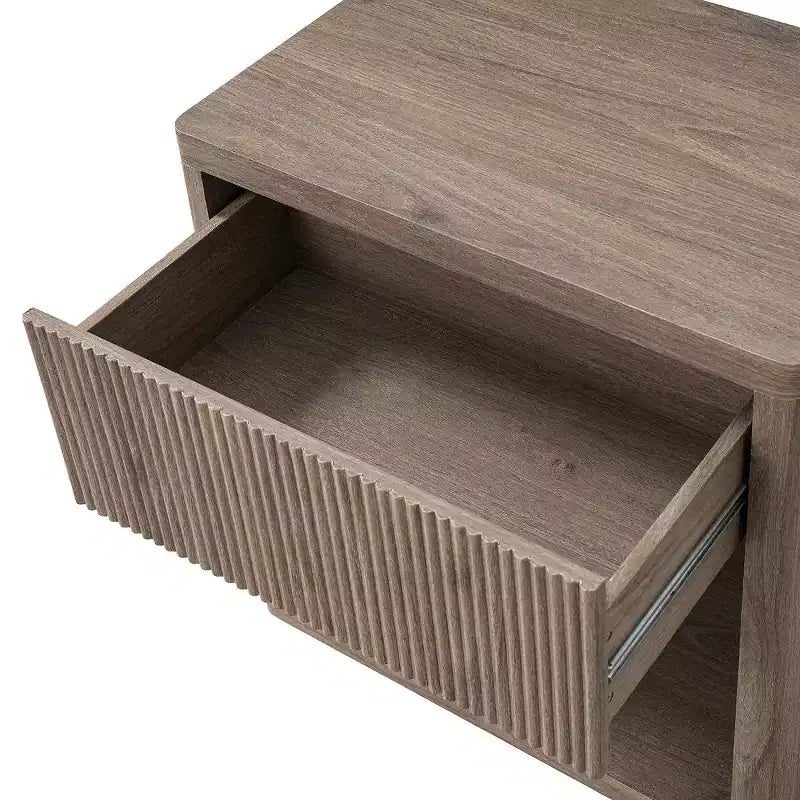 Table de chevet moderne cannelée avec tiroir de rangement, table d'appoint de style Mid-Century, table de nuit pour chambre ou salon - Panipeachy