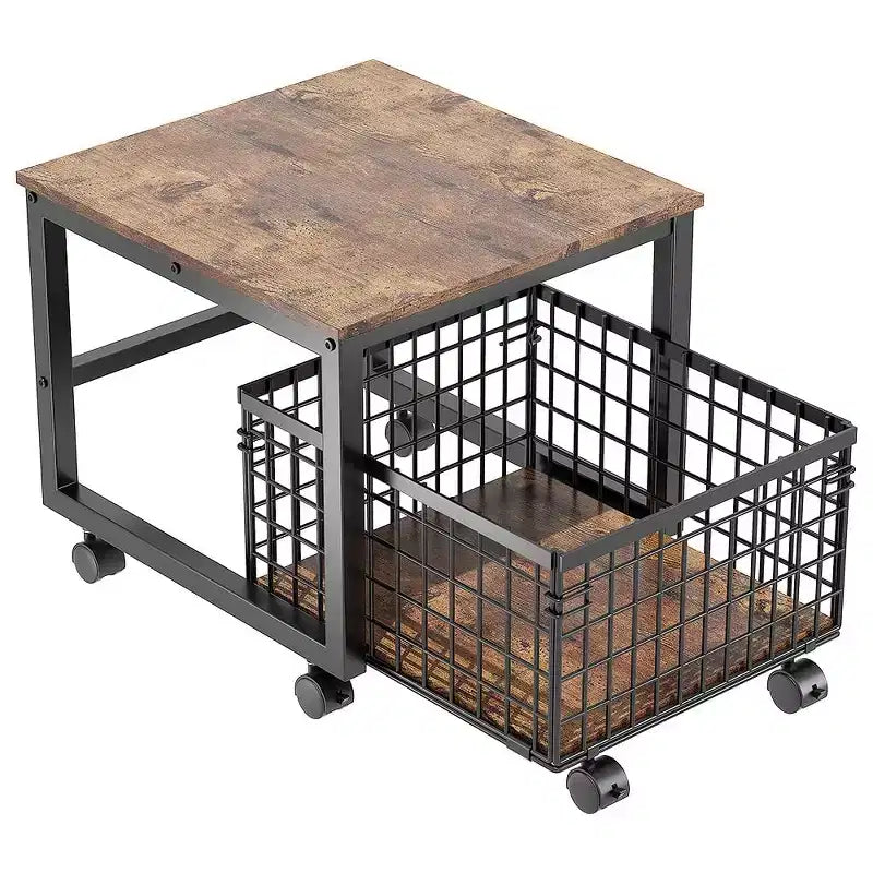 Mini Fridge Stand with Storage Cart & Swivel Wheels, Adjustable Feet, Heavy Duty Metal Frame Holds 198 lbs for Home, Office, Dorm, Coffee Bar