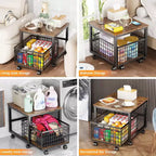 Support de mini-réfrigérateur avec chariot de rangement et roulettes pivotantes, pieds réglables, cadre métallique robuste supportant 90 kg pour la maison, le bureau, le dortoir, le café-bar