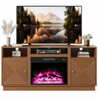 Meuble TV de cheminée Heynemo 59'' pour téléviseurs jusqu'à 65'' avec rangement et étagères réglables
