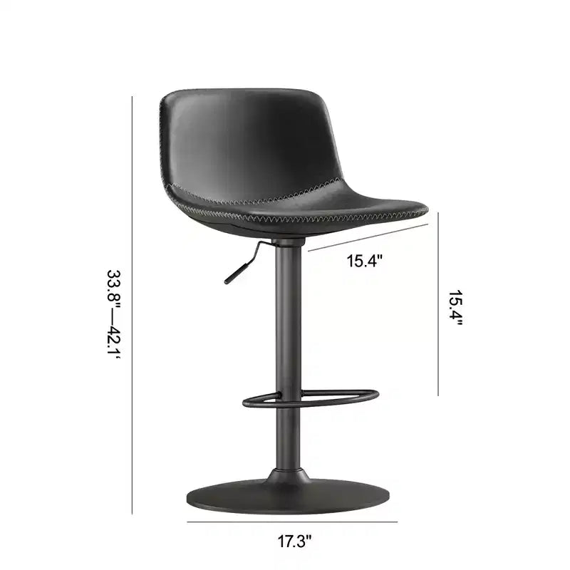 MAYEERTY Lot de 2 tabourets de bar pivotants réglables, chaises de comptoir industrielles en cuir PU de style milieu de siècle pour îlot de cuisine
