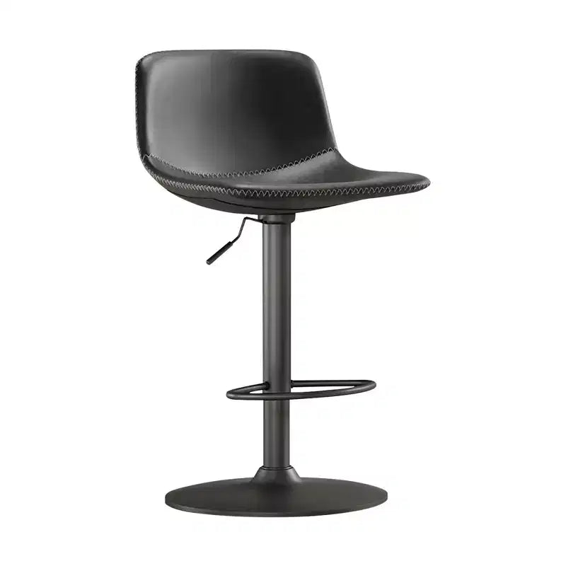 MAYEERTY Lot de 2 tabourets de bar pivotants réglables, chaises de comptoir industrielles en cuir PU de style milieu de siècle pour îlot de cuisine