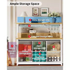 Meuble Bar-Café 55" avec lumières LED et prise de courant, porte de grange, support à verres à vin et rangement pour salle à manger