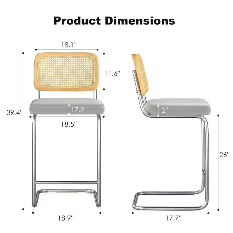 MAYEERTY Lot de 2 chaises de salle à manger capitonnées grises, entièrement assemblées, pour cuisine et salon