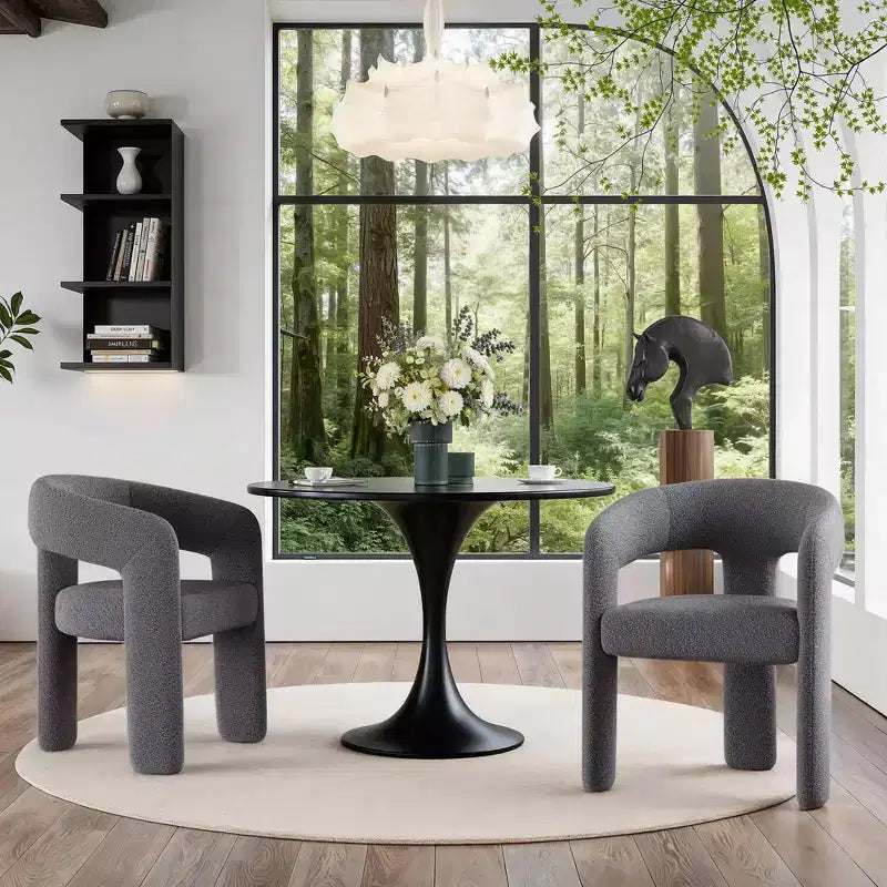 MAYEERTY Set of 2 Grey Upholstered Dining Chairs, Fully Assembled Seating for Kitchen Living Room