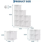 Organisateur de rangement 9 cubes en PVC, Étagère modulaire facile à assembler pour chambre et salon, Blanc