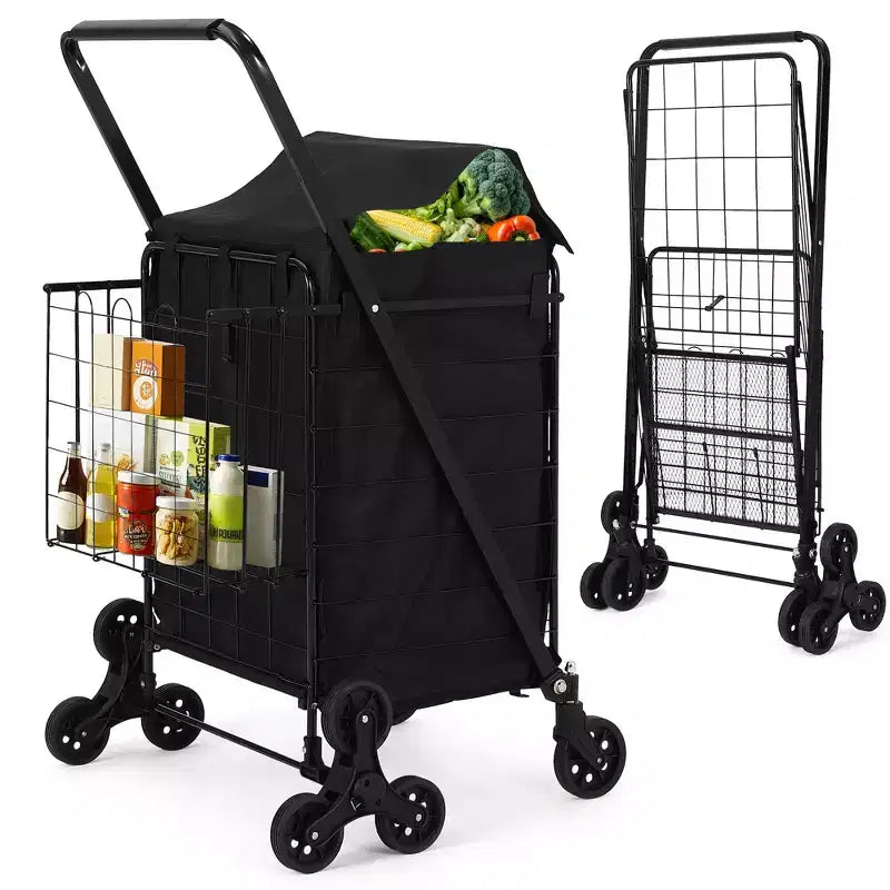 Chariot utilitaire d'escalier robuste COZONY, diable pliable en acier au carbone avec roues triples à 360°
